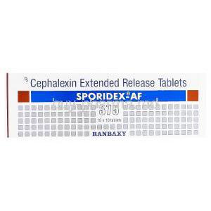 Sporidex-AF, Generic Keflex, Cephalexin 375mg Extended Release Box