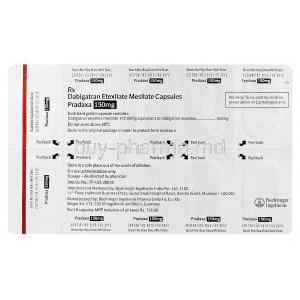 Pradaxa, Dabigatran Etexilate Mesilate 150mg Blister Pack Information