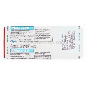 Pletoz-50, Generic Pletal, Cilostazol 50mg Blister Pack Information