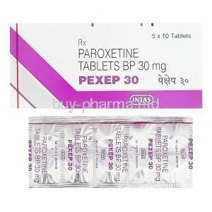 Pexep 30, Generic Paxil, Paroxetine Hydrochloride 30mg