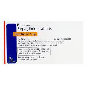 NovoNorm, Repaglinide 2mg Box