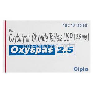 Oxyspas 2.5, Generic Ditropan, Oxybutynin Chloride 2.5mg Box
