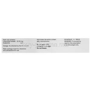 Lupride Depot, Generic Lupron Depot, Leuprolide Acetate 22.5mg Injection Vial Box Information