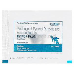 Kiwof Plus Easy Chews, Generic Drontal Plus, Praziquantel 50mg, Pyrantel Pamoate 144mg, Febantel 150mg Tablet Pack