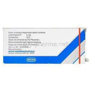 Lamez 5 Dispersible Tabs, Generic Lamictal, Lamotrigine 5mg Box Information