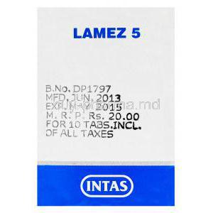 Lamez 5 Dispersible Tabs, Generic Lamictal, Lamotrigine 5mg Box Batch