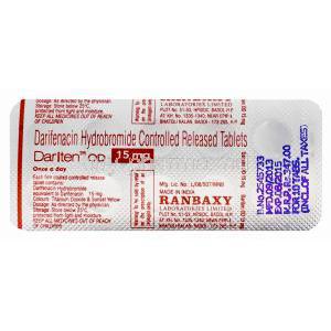 Dariten OD, Generic Enablex, Darifenacin Controlled Release 15mg Tablet Strip Information