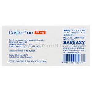 Dariten OD, Generic Enablex, Darifenacin Controlled Release 15mg Box Information