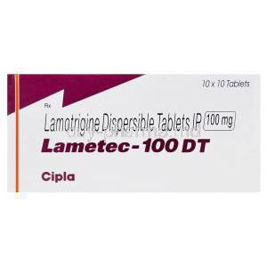 Lametec-100 DT, Generic Lamictal, Lamotrigine Dispersible 100mg Box