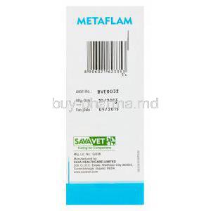 Metaflam Oral Suspension (Vet), Generic Metacam, Meloxicam BP 1.5mg 100ml Box Manufacturer Sava