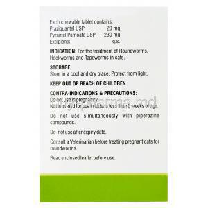 Kiwof Easy Chews, Generic Drontal, Praziquantel 20mg and Pyrantel Pamoate 230mg Box Information