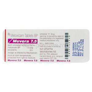 Muvera 7.5, Generic Mobic, Meloxicam BP 7.5mg Tablet Strip Information