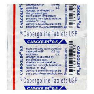 Cabgolin 0.5, Generic Dostinex, Cabergoline 0.5mg Tablet Blister Pack Information