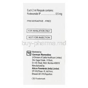 Derinide Respules, Generic Pulmicort, Budesonide 0.5mg 2ml Box Manufacturer