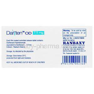 Dariten OD, Generic Enablex, Darifenacin Controlled Release 7.5mg Box Information