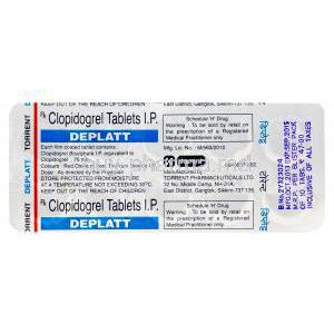 Deplatt, Generic Plavix, Clopidogrel 75mg Table Strip Information