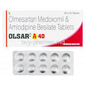 Olsar-A 40, Generic Benicar, Olmesartan Medoxomil 40mg and Amlodipine 5mg