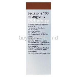 Beclazone CFC-Free Inhaler, Beclometasone Dipropionate Anhydrous 100mcg 200MD Box Information II