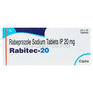Rabitec-20, Generic Aciphex, Rabeprazole Sodium 20mg Box