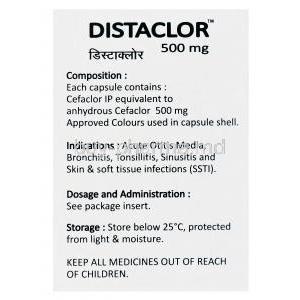 Distaclor, Generic Ceelor, Cefaclor 500mg Box Information