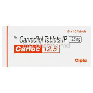 Carloc, Generic Coreg, Carvedilol 12.5mg Box