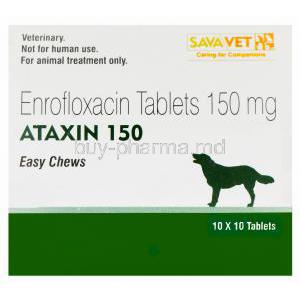 Ataxin 150, Generic Baytril, Enrofloxacin 150mg Easy Chews Box Top
