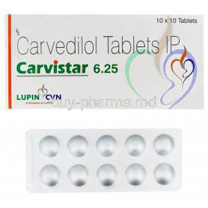 Carvistar, Generic Coreg, Carvedilol 6.25mg