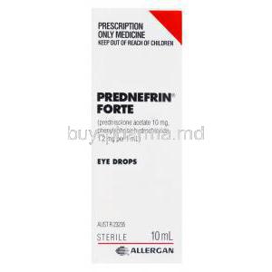 Prednefrin Forte Eye Drops, Prednisolone Acetate 10mg and Phenylephrine Hydrochloride 1.2mg per 1ml 10ml Box