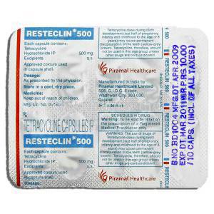 Resteclin, Generic  Achromycin,  Tetracycline 500 Mg Capsule (Piramal)