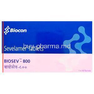 Biosev-800, Generic Renagel, Sevelamer Hydrochloride 800mg Box