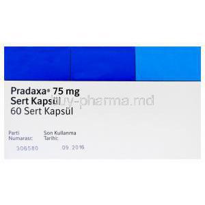 Pradaxa, Dabigatran Etexilate Mesylate 75mg Box Top