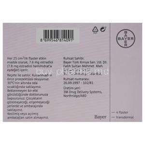 Climara Forte, Estradiol Trasndemal Plasters 7.6mg per 25cm2 Box Information (Turkish)
