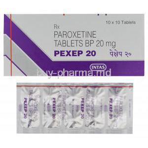 Pexep 20, Generic Paxil, Paroxetine Hydrochloride 20mg