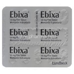 Ebixa, Memantine 10mg Tablet Strip Back II