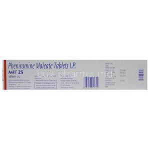 Avil 25, Pheniramine Maleate 25mg Box Information