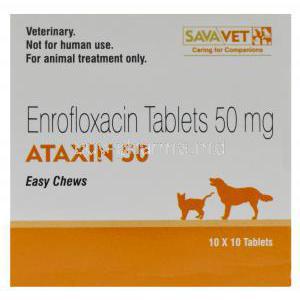 Ataxin 50, Generic Baytril, Enrofloxacin 50mg Easy Chews Box Top