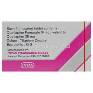 Qutan-25, Generic Seroquel, Quetiapine 25mg Box Information