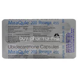 MiraQule 200, Ubidecarenone 200mg Capsule Strip Information