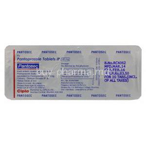 Pantosec, Generic Protonix, Pantoprazole 40mg Tablet Strip Information