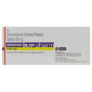 Newven OD 100, Generic PRISTIQ, Desvenlafaxine 100mg Extended Release Box Manufacturer Torrent