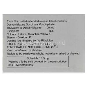 Newven OD 100, Generic PRISTIQ, Desvenlafaxine 100mg Extended Release Box Information