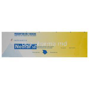 Neoral, Cyclosporin 50mg Box Side