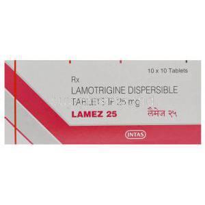 Lamez 25, Generic Lamictal, Lamotrigine 25mg Dispersible Box