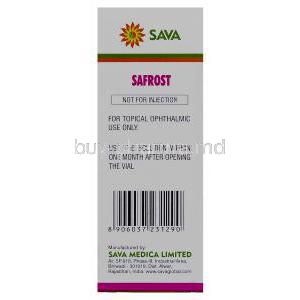 Safrost, Generic Xalatan, Latanoprost 0.005% Ophthalmic Solution 2.5ml Box Manufacturer Sava