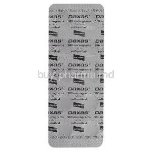 Daxas, Roflumilast 500mcg Tablet Strip Back