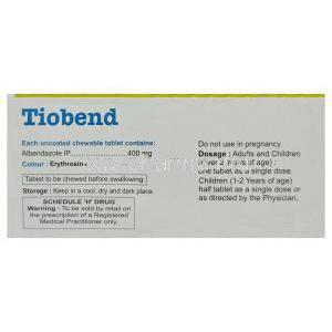 Tiobend, Generic Albenza, Albendazole 400mg Box Composition