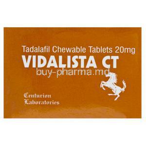 Vidalista CT, Generic Tadasoft, Tadalafil 20mg Chewable Box Back