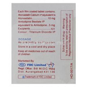 Zivast AM, Generic Caduet, Amlodipine 5mg and Atorvastatin 10mg Box Information