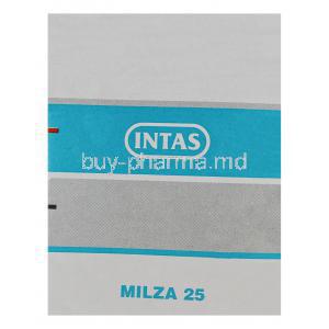 Milza 25, Generic Savella, Milnacipran Hydrochloride 25mg Box Side 2