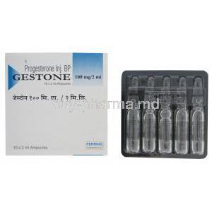 Gestone, Progesterone Injection 100mg per 2ml Ampoules